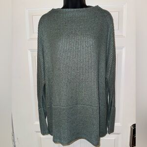Maurices Ribbed Knit Boatneck Tunic in Green. Ladies Size Large